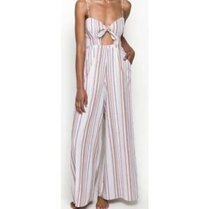 6 Shore Road Linen Striped Jumpsuit Sz. M